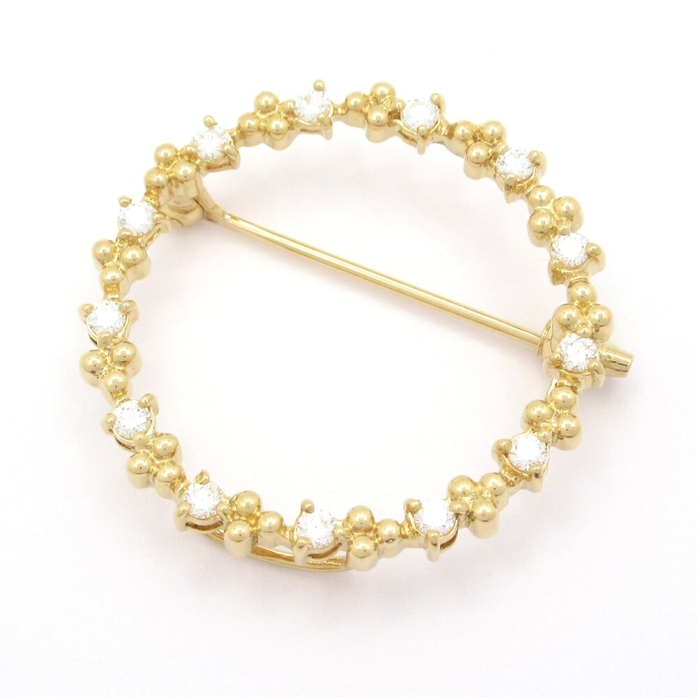 Tasaki Brooch 18K Yellow Gold Diamond